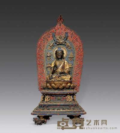 清代雍正 铜鎏金坐佛像 高90cm
